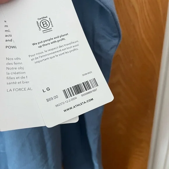 Athleta Blue V-Neck Sweatshirt L - Picture 6 of 9